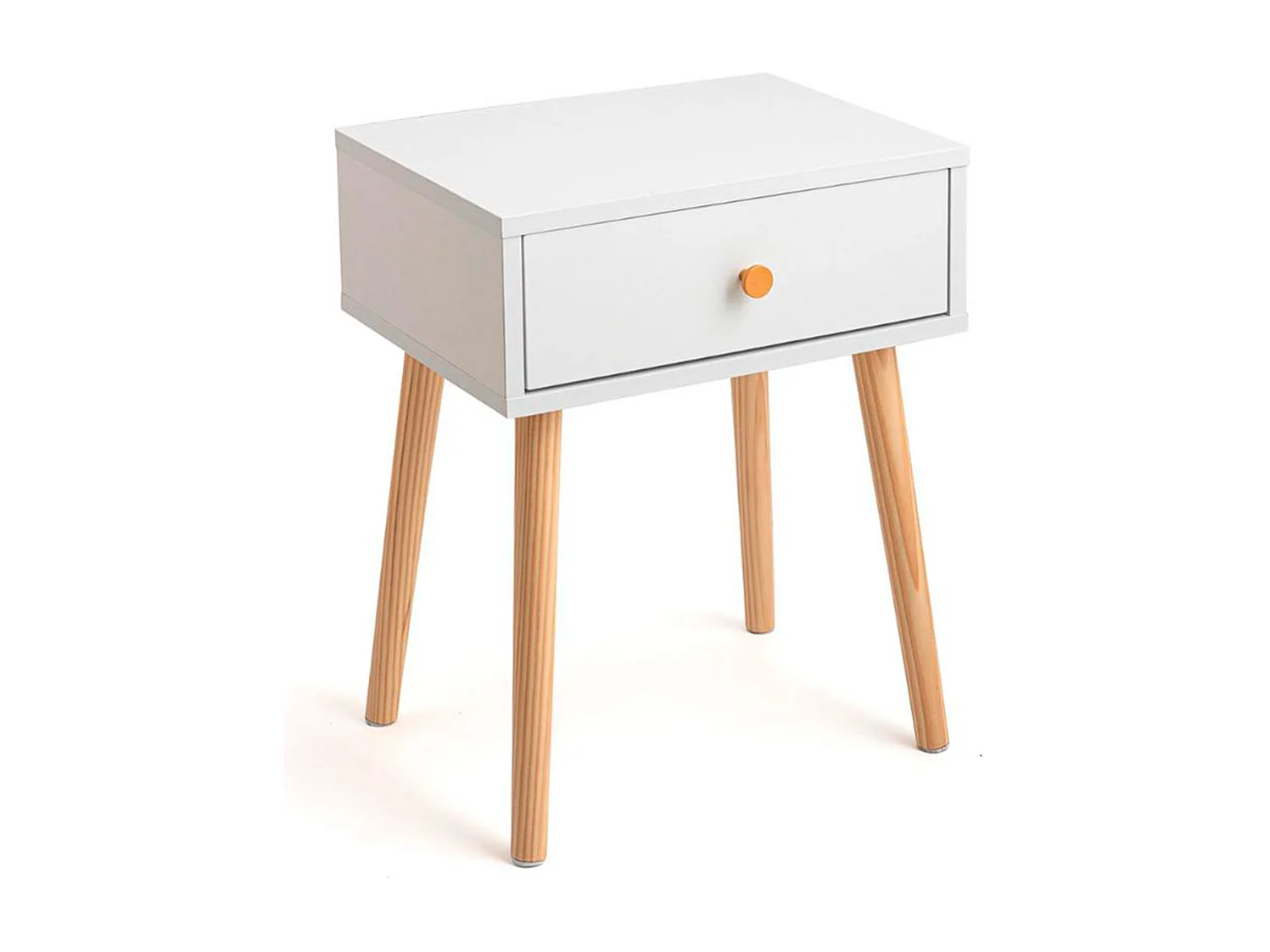 Mesita de noche MOA Vinthera 1 cajón blanco/madera 51x40x30 cm
