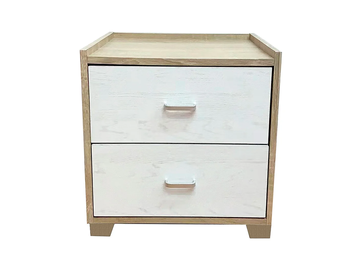 Mesita de noche Boreal 2 cajones cambria/blanco 43,5x43x40 cm