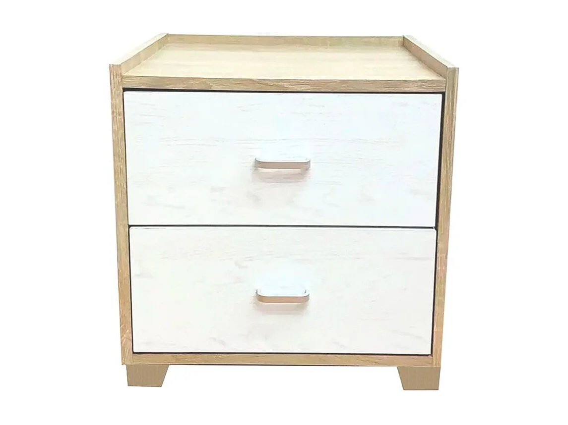 Mesita de noche Boreal 2 cajones cambria/blanco 43,5x43x40 cm