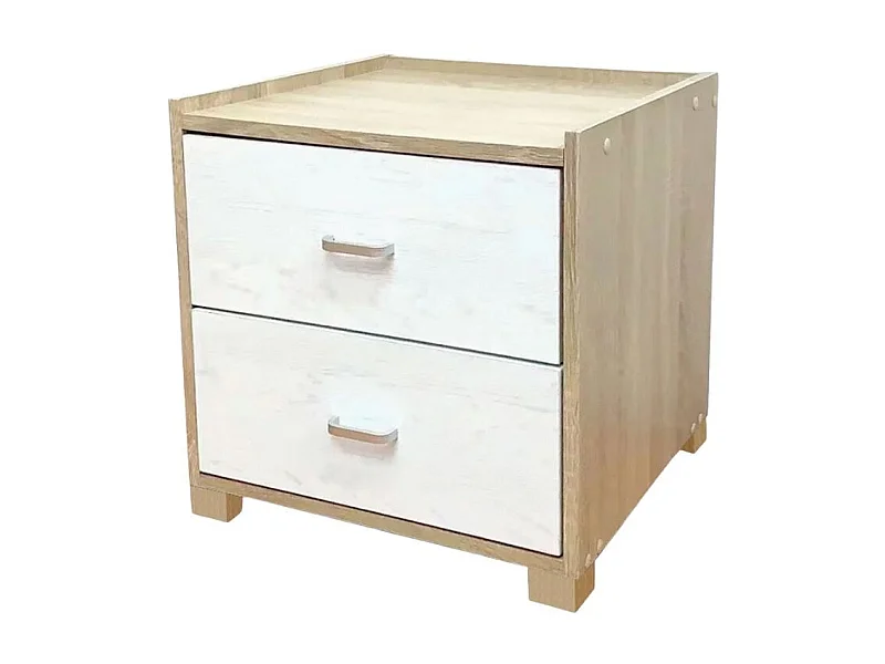 Mesita de noche Boreal 2 cajones cambria/blanco 43,5x43x40 cm