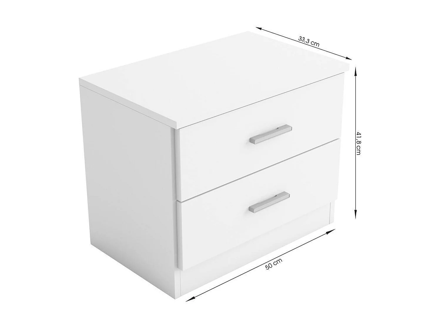 Mesita con dos cajones COUPLE de 50x33,4x41,8 cm -color BLANCO MATE