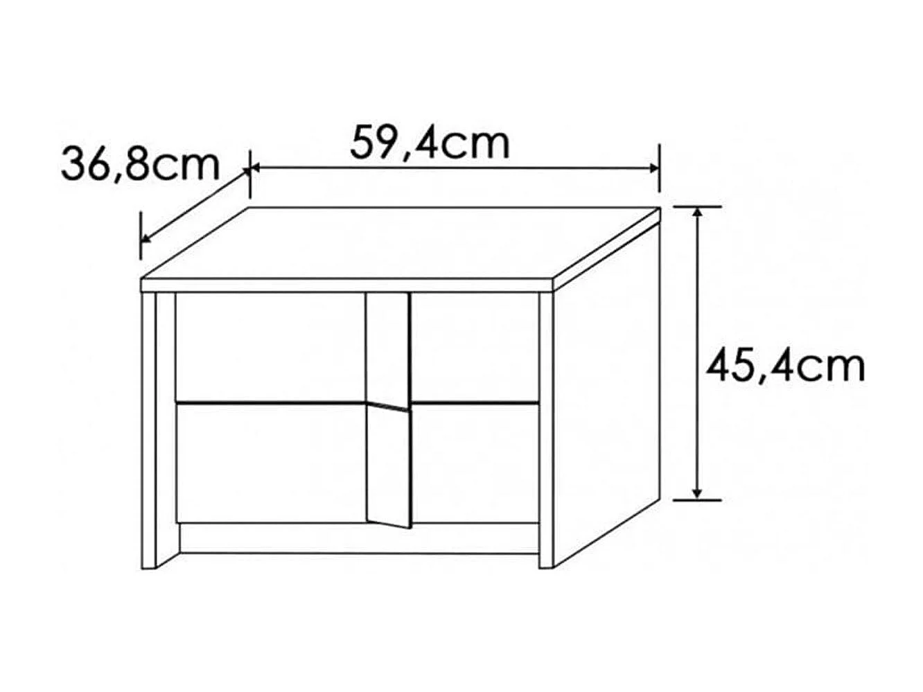 Mesita de noche Merlín 2 cajones 45,5x59,4x36,8 cm