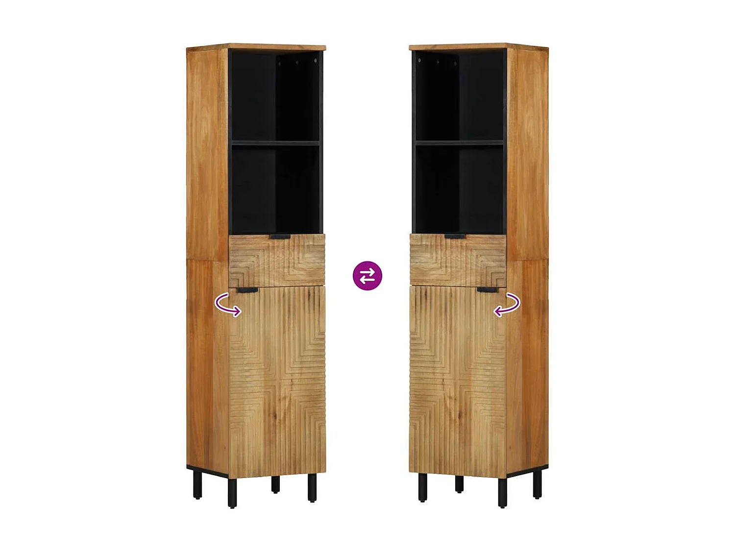 Badschrank Braun 38x33x160 cm Massivholz Mango