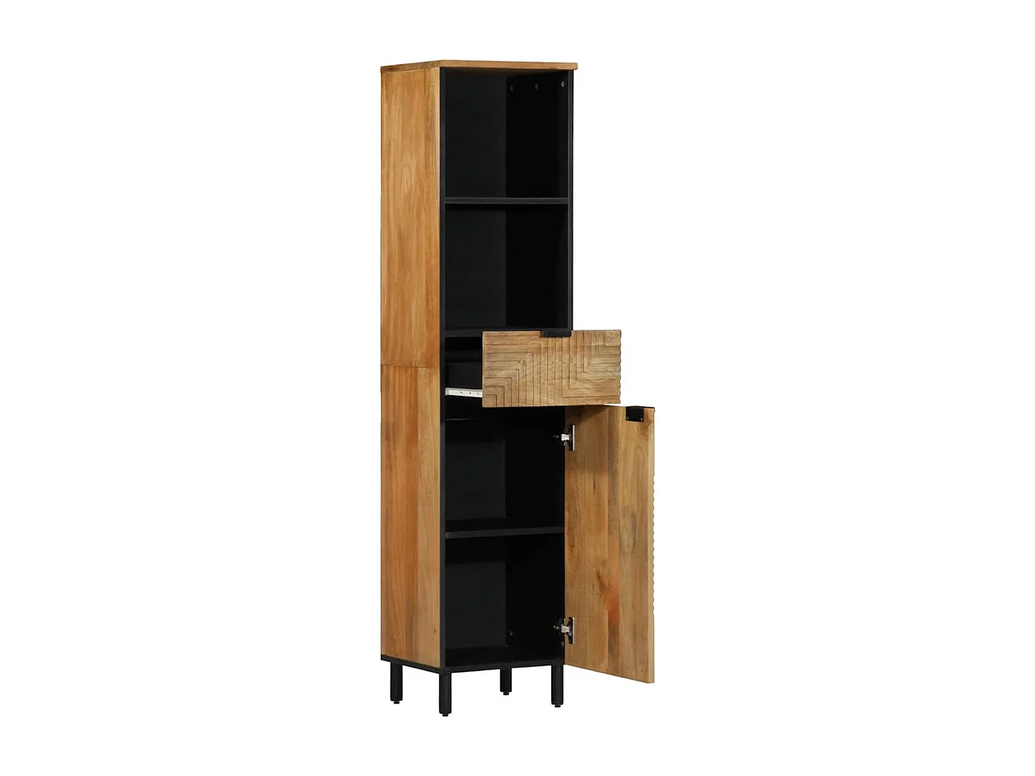 Mobile da Bagno Marrone 38x33x160 cm in Legno Massello di Mango