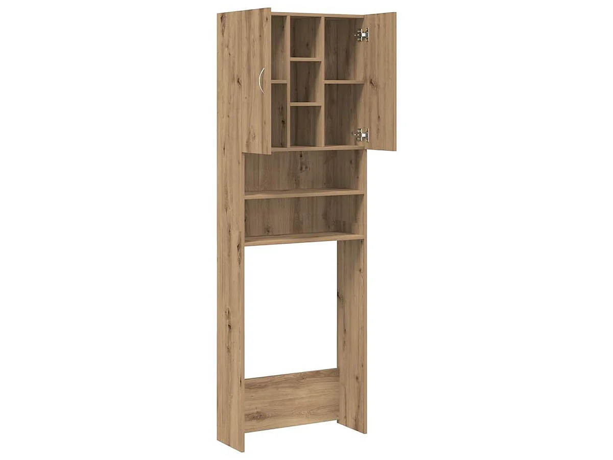 Armario para lavadora Nemo 2 puertas + 5 compartimentos roble 190x64x25,5 cm