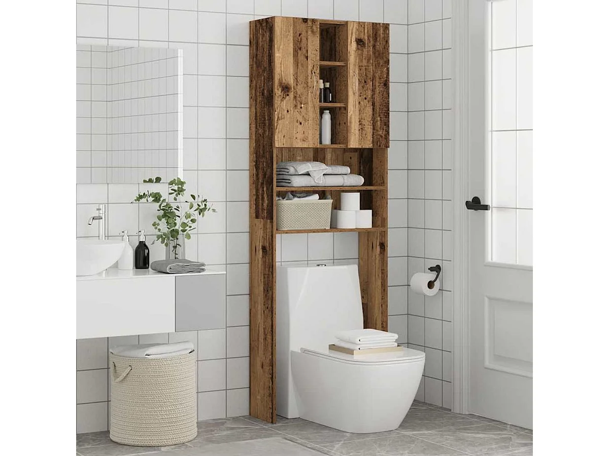 Armario para lavadora Nemo 2 puertas + 5 compartimentos madera 190x64x25,5 cm
