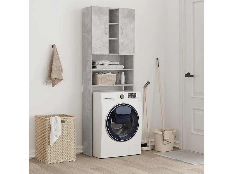 Armario para lavadora Nemo 2 puertas + 5 compartimentos gris 190x64x25,5 cm