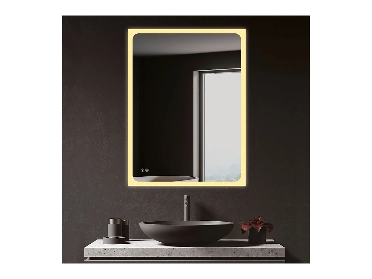 Espejo de baño EDM luz LED 20W forma rectangular 80x60 cm