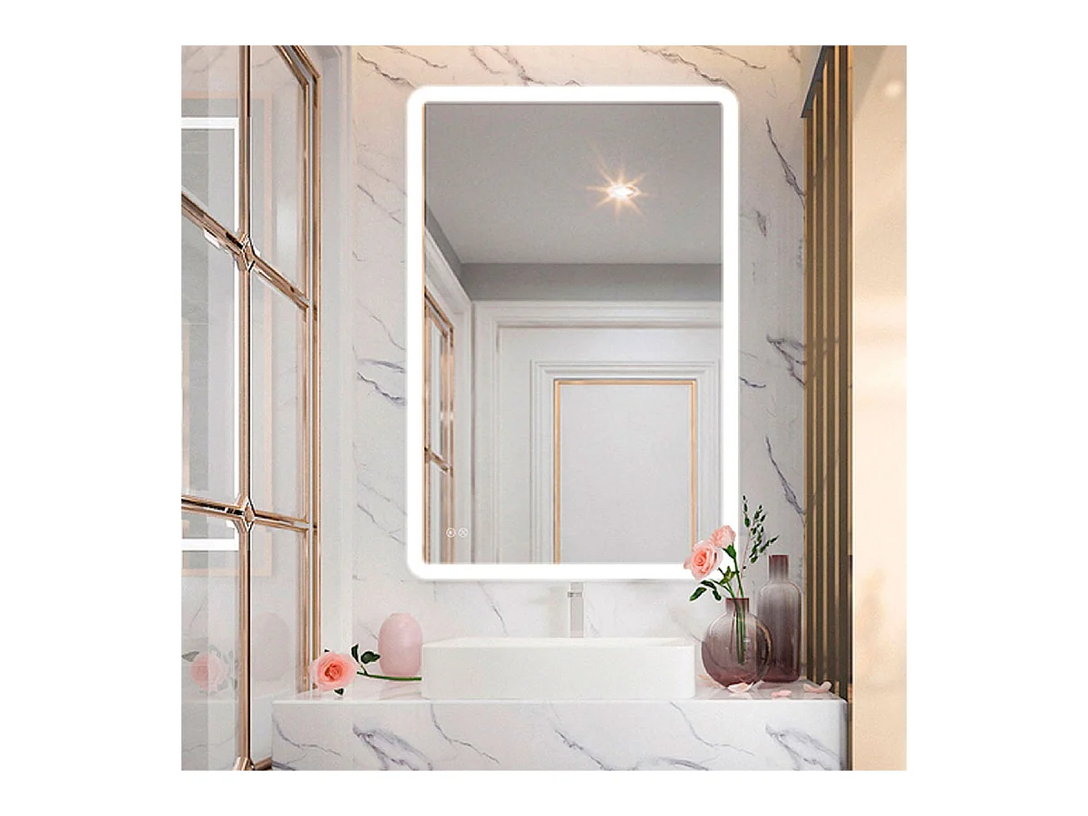 Espejo de baño EDM luz LED 20W forma rectangular 80x60 cm