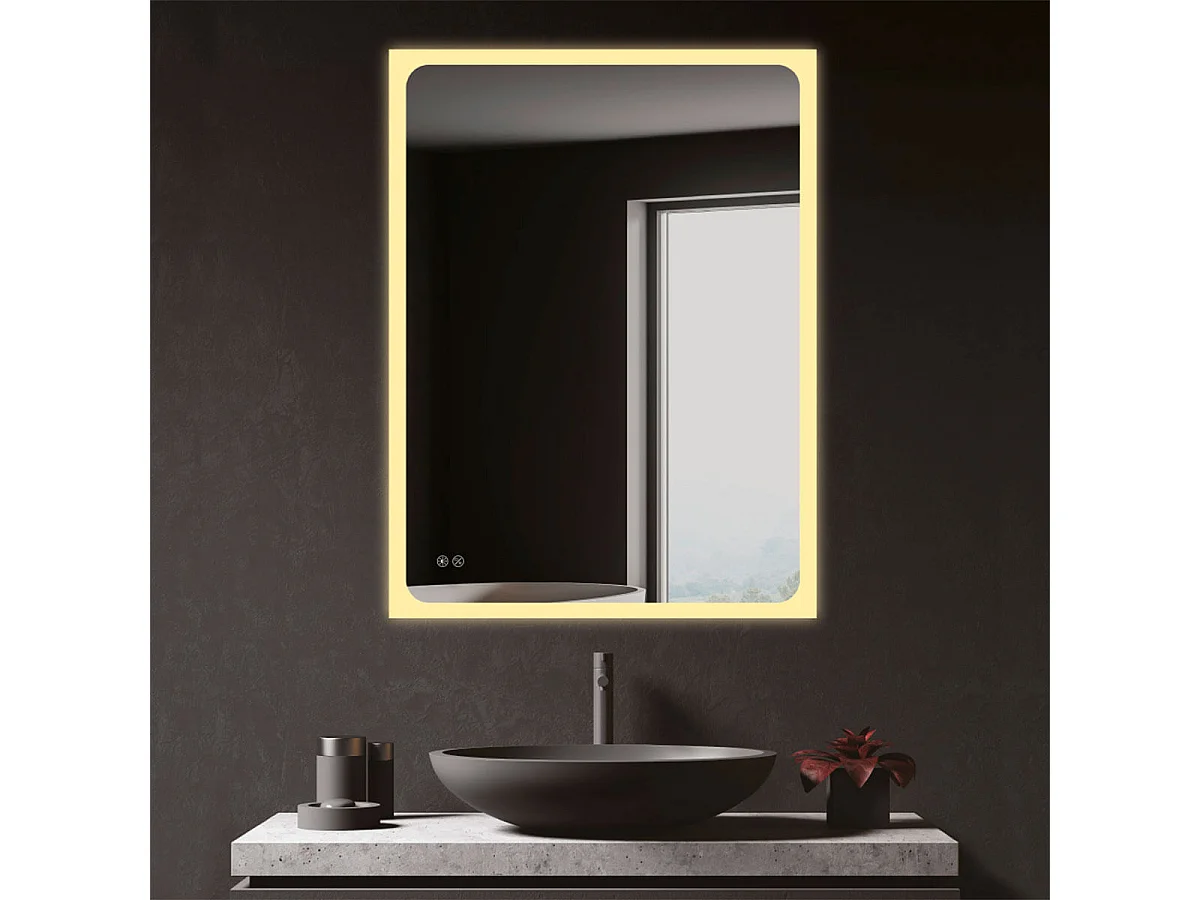 Espejo de baño EDM luz LED 20W forma rectangular 80x60 cm