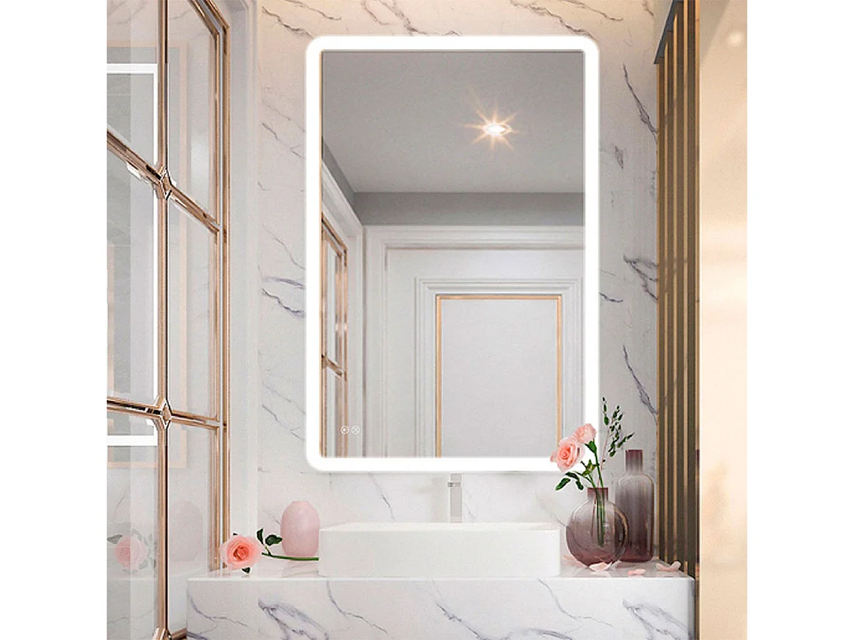 Espejo de baño EDM luz LED 20W forma rectangular 80x60 cm