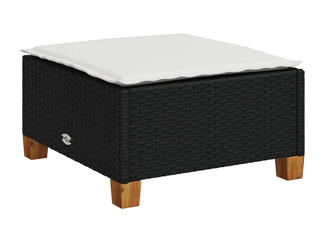 4-delige Loungeset met kussens poly rattan zwart