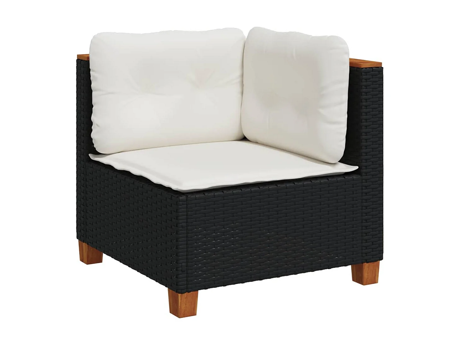 4-delige Loungeset met kussens poly rattan zwart