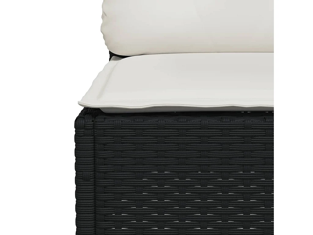 4-delige Loungeset met kussens poly rattan zwart