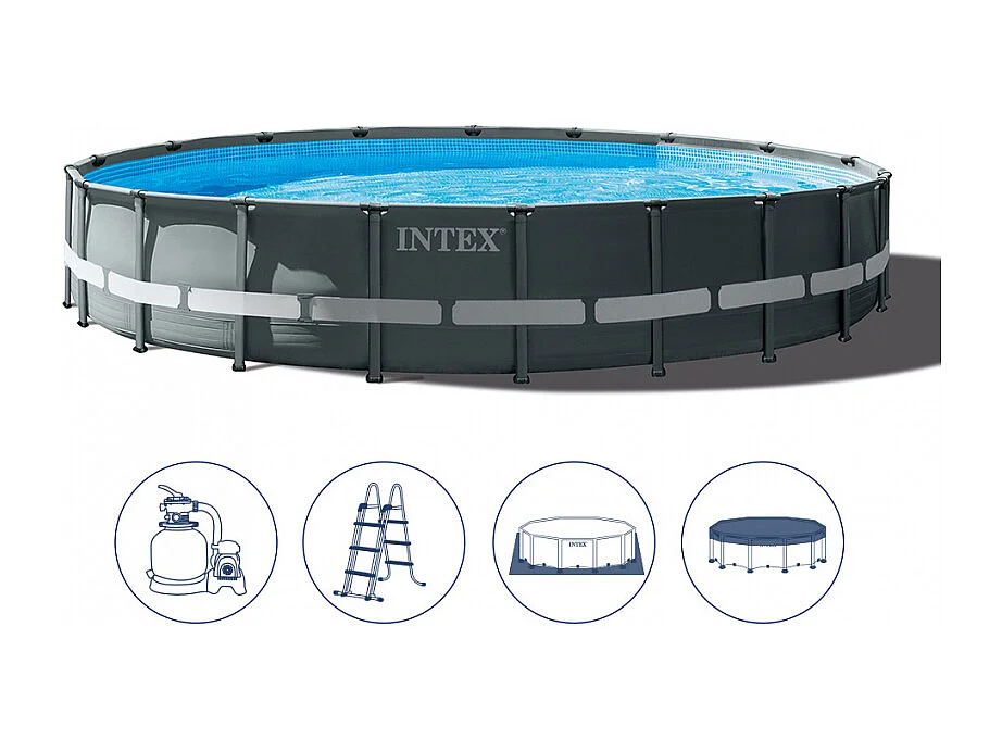 Piscina redonda desmontable Ultra XTR Frame Intex 30079L con depuradora gris oscuro Ø610x122 cm