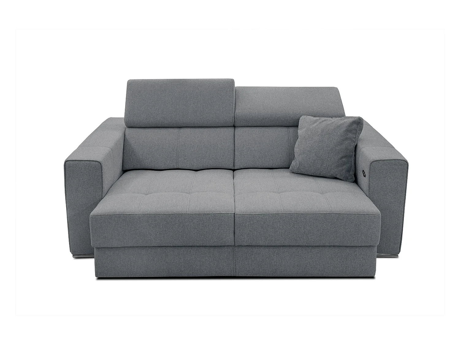 Canapé 3 places avec siège extensible et appuis-tête réglables, tissu gris - QUARTZ