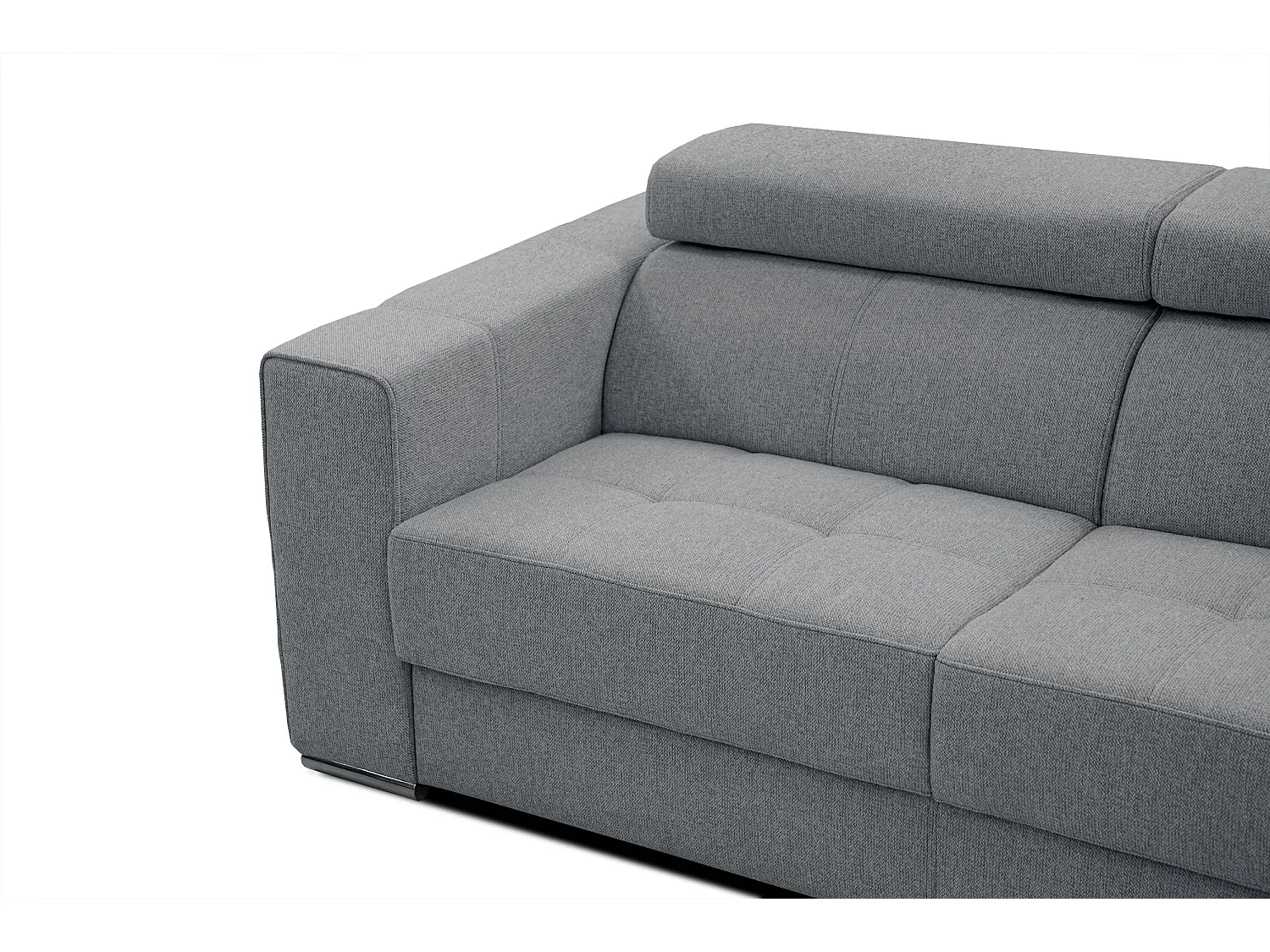 Canapé 3 places avec siège extensible et appuis-tête réglables, tissu gris - QUARTZ