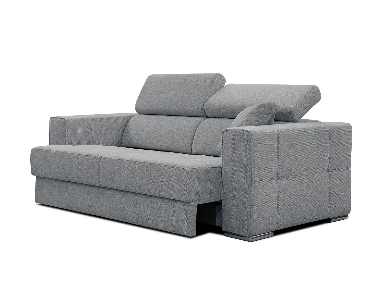 Canapé 3 places avec siège extensible et appuis-tête réglables, tissu gris - QUARTZ