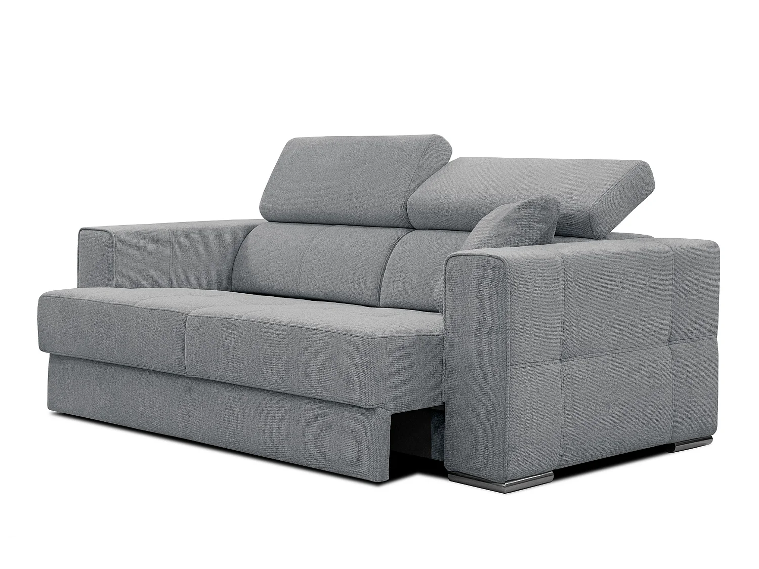 QUARTZ Sofa 3-Sitzer mit Ausziehsitz und verstellbare Kopfstützen, grau