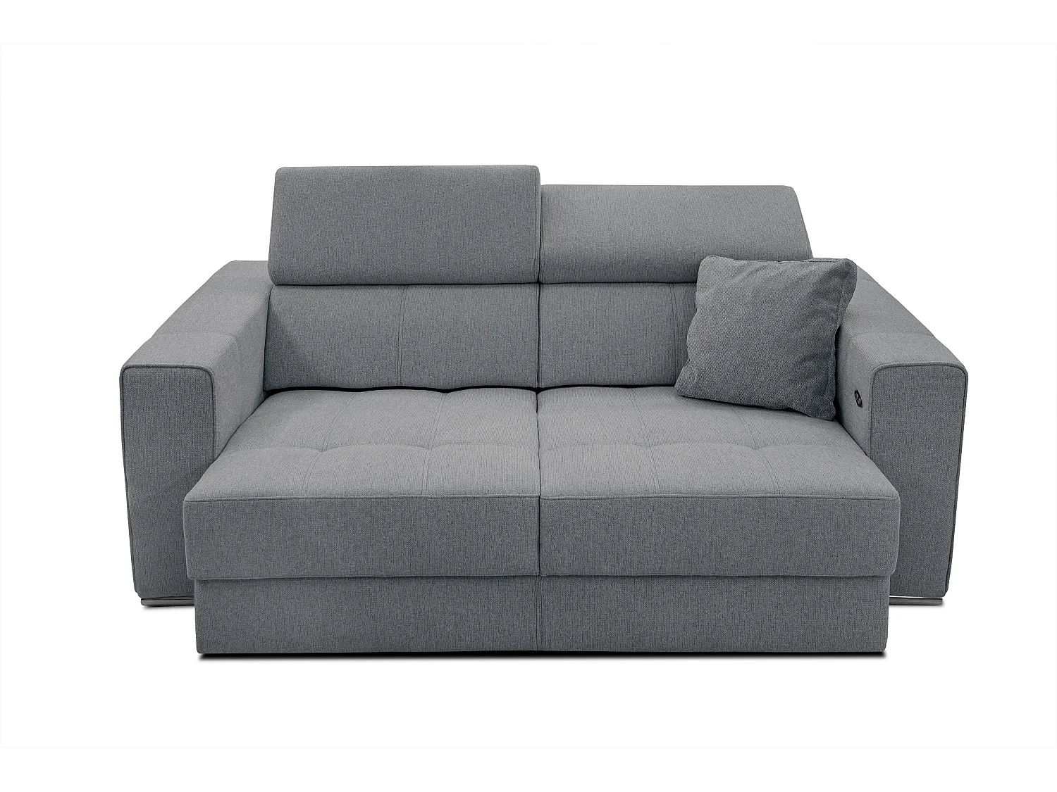 QUARTZ Sofa 3-Sitzer mit Ausziehsitz und verstellbare Kopfstützen, grau
