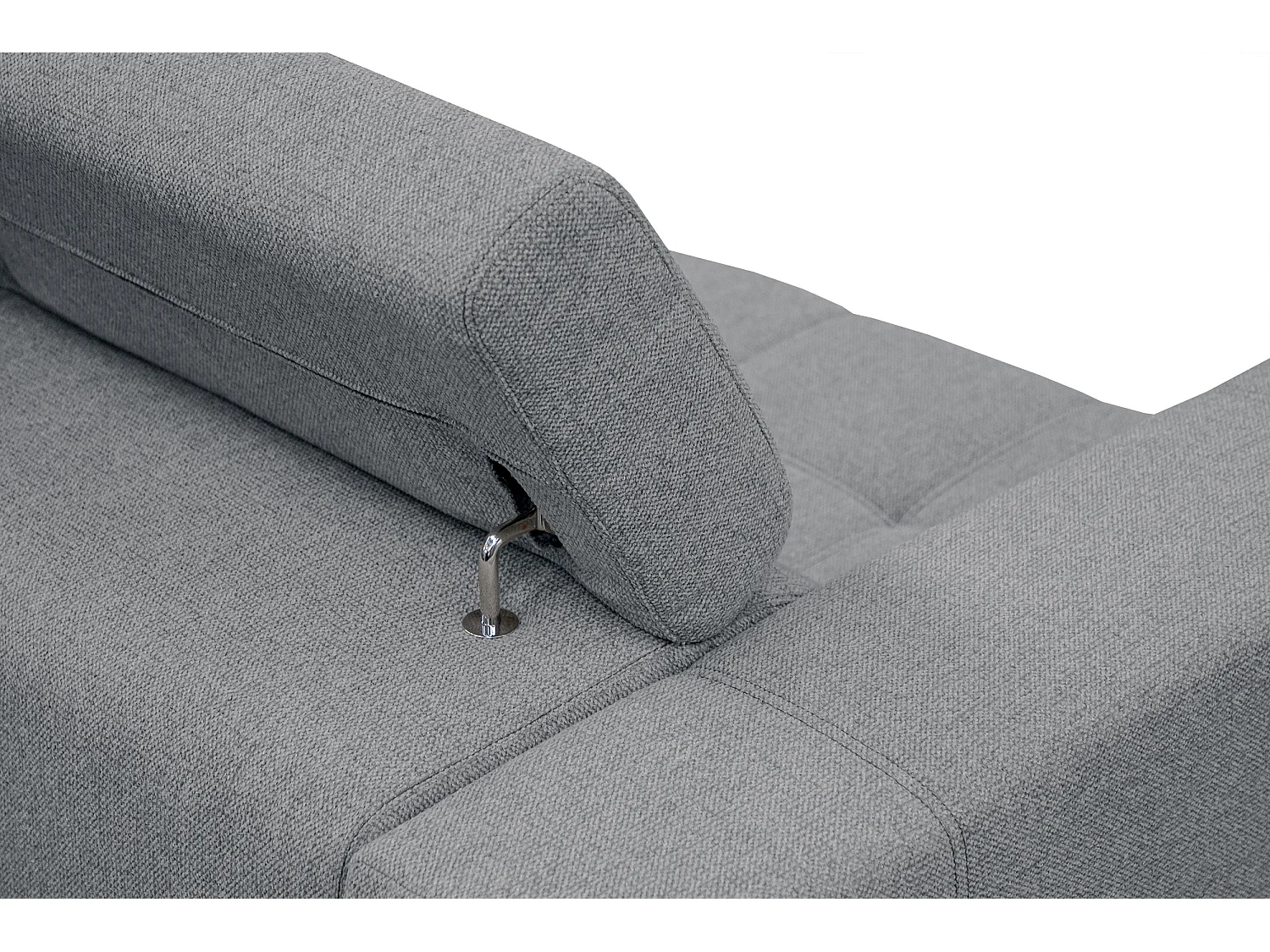 QUARTZ Sofa 3-Sitzer mit Ausziehsitz und verstellbare Kopfstützen, grau