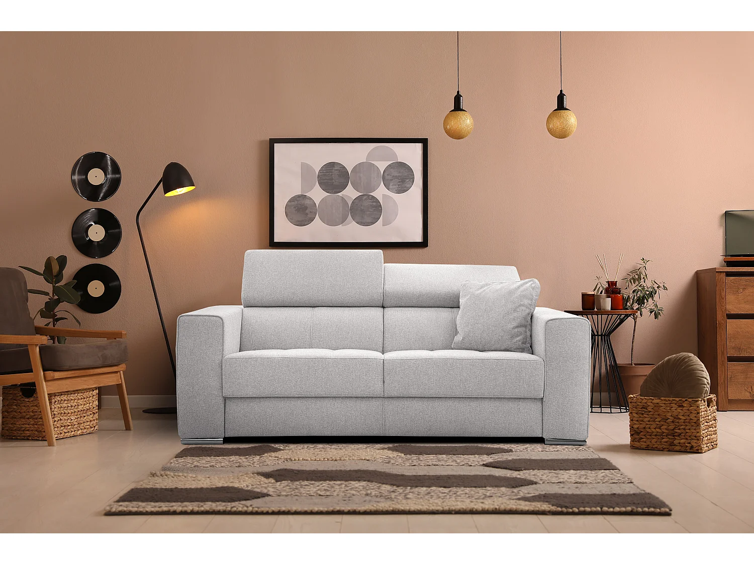 QUARTZ Sofa 3-Sitzer, silbergrau