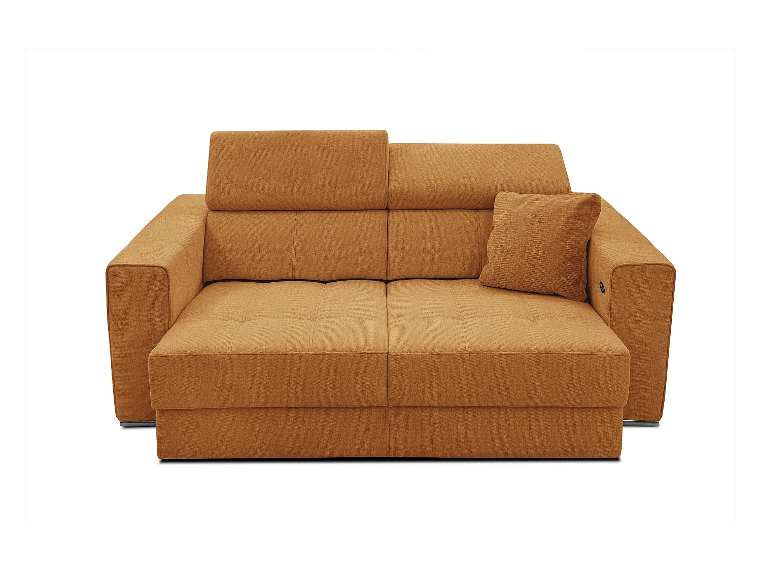 Canapé 3 places avec siège extensible et appuis-tête réglables, tissu orange - QUARTZ