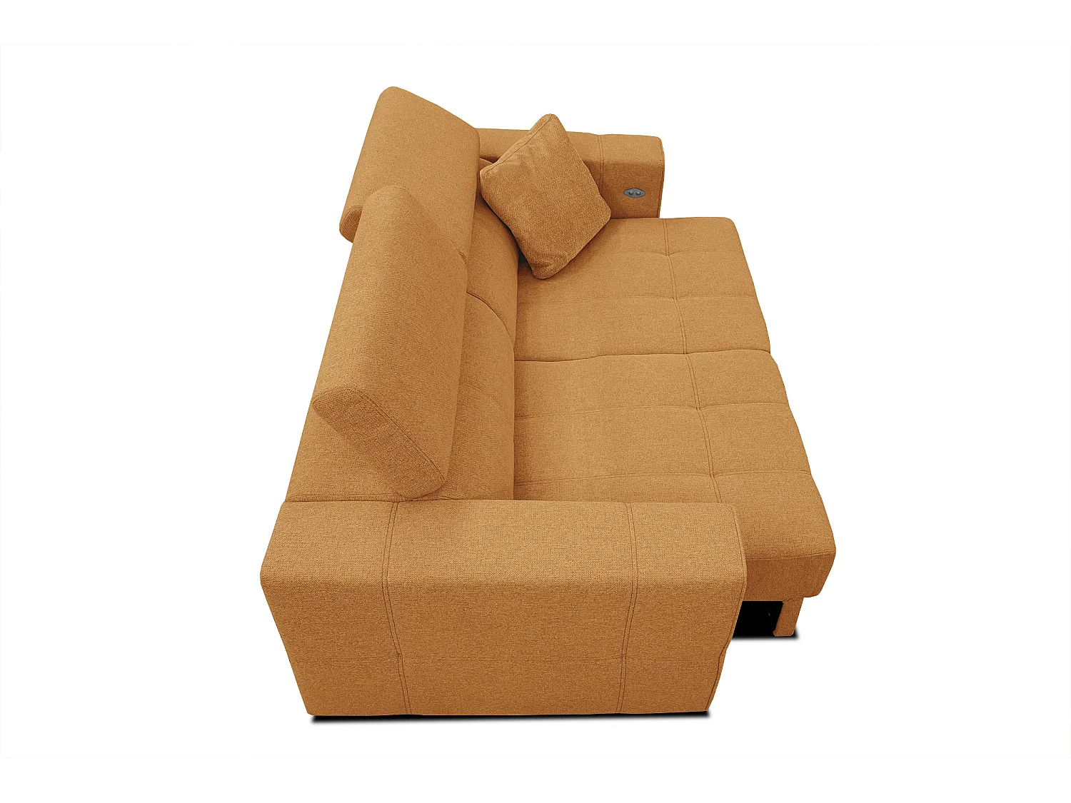 Canapé 3 places avec siège extensible et appuis-tête réglables, tissu orange - QUARTZ