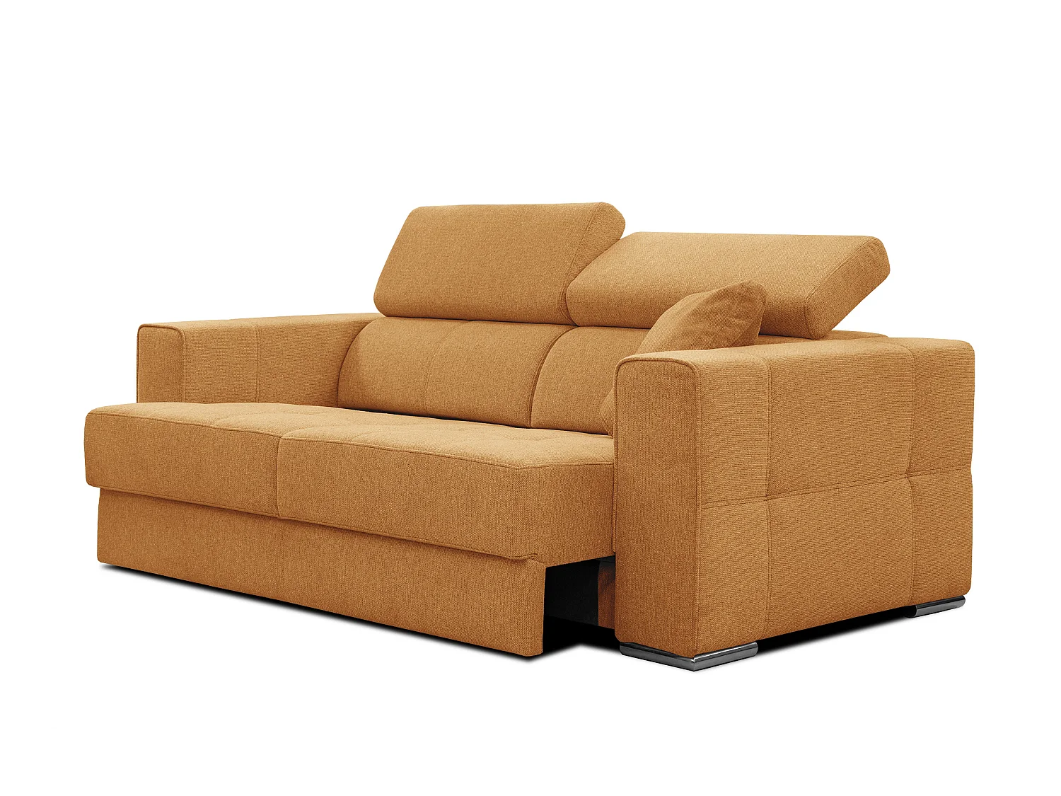 Canapé 3 places avec siège extensible et appuis-tête réglables, tissu orange - QUARTZ
