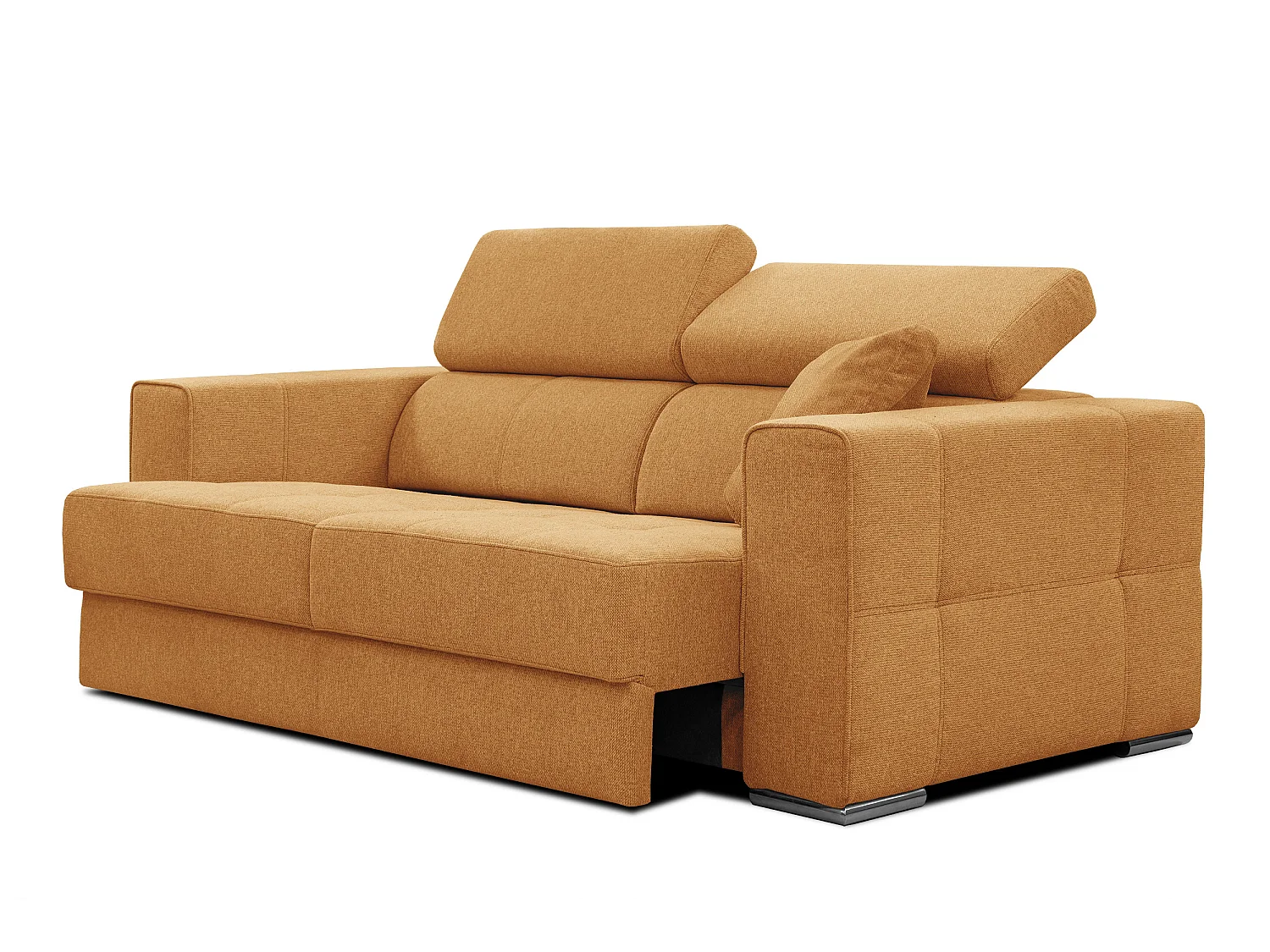 QUARTZ Sofa 3-Sitzer mit Ausziehsitz und verstellbare Kopfstützen, orange