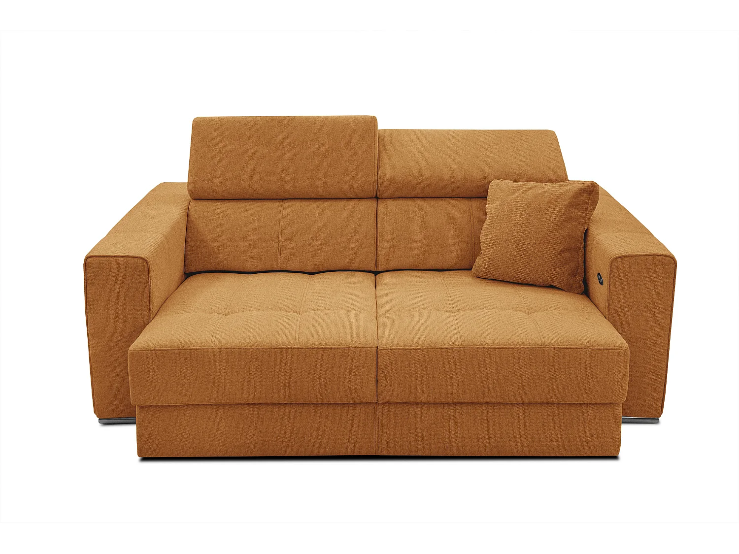 QUARTZ Sofa 3-Sitzer mit Ausziehsitz und verstellbare Kopfstützen, orange