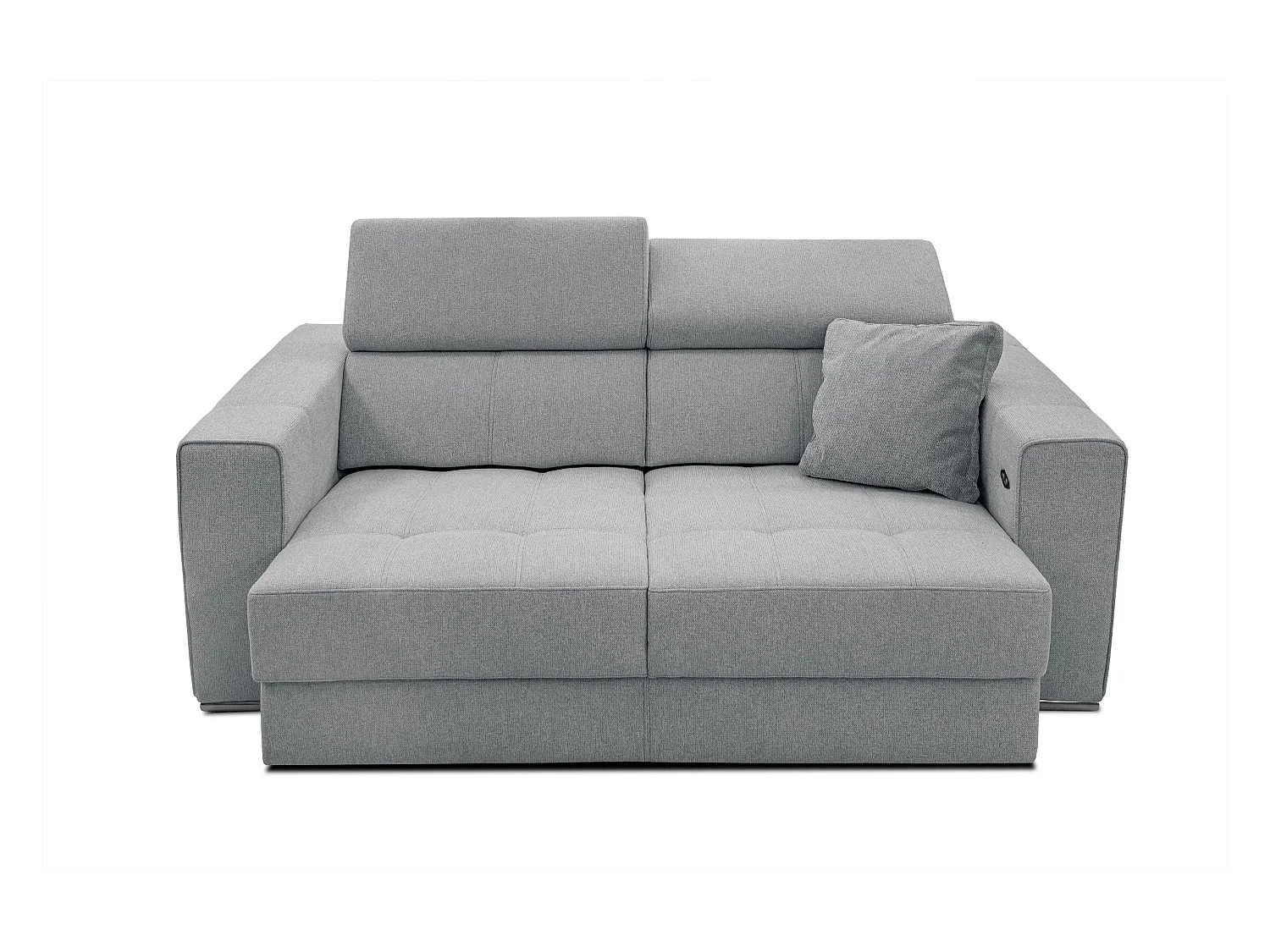 Canapé 3 places avec siège extensible et appuis-tête réglables, tissu gris argenté - QUARTZ