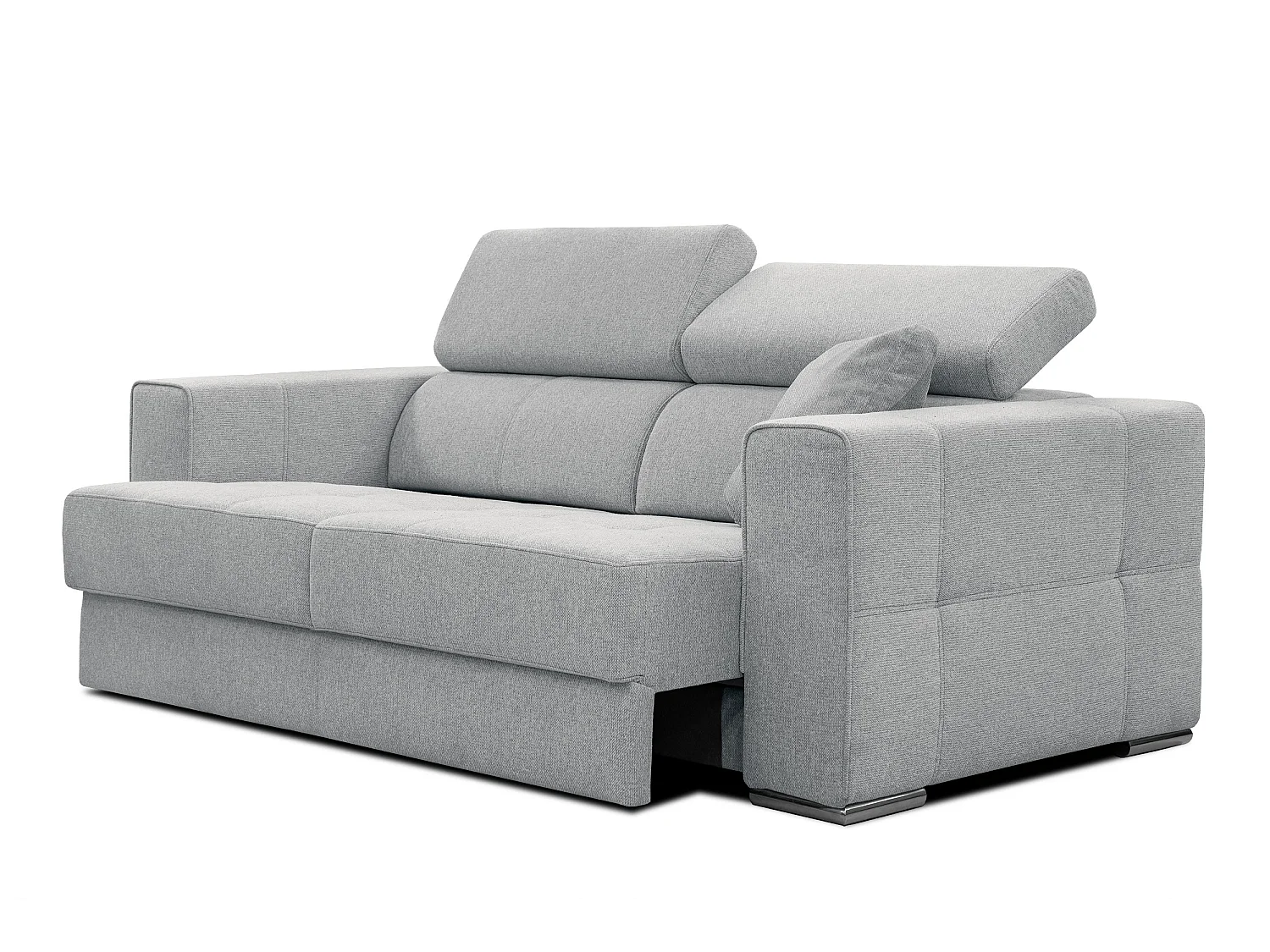 QUARTZ Sofa 3-Sitzer mit Ausziehsitz und verstellbare Kopfstützen, silbergrau