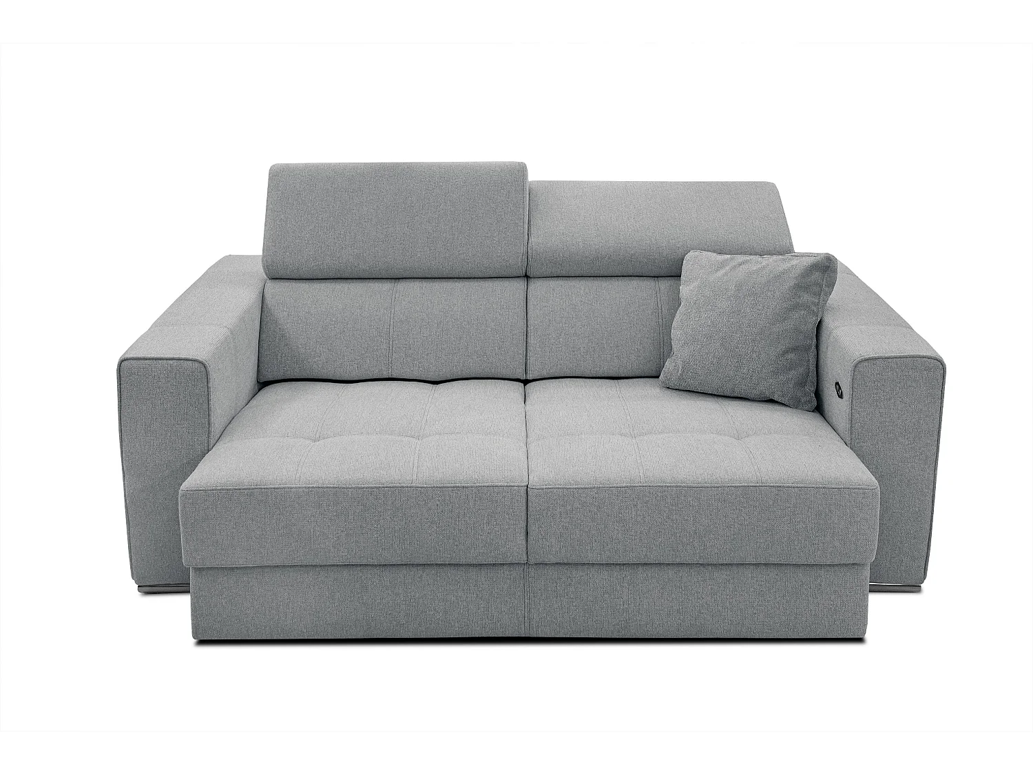 QUARTZ Sofa 3-Sitzer mit Ausziehsitz und verstellbare Kopfstützen, silbergrau