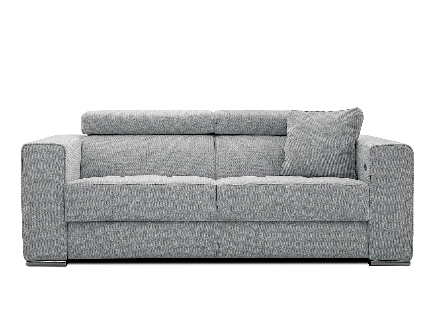 QUARTZ Sofa 3-Sitzer mit Ausziehsitz und verstellbare Kopfstützen, silbergrau