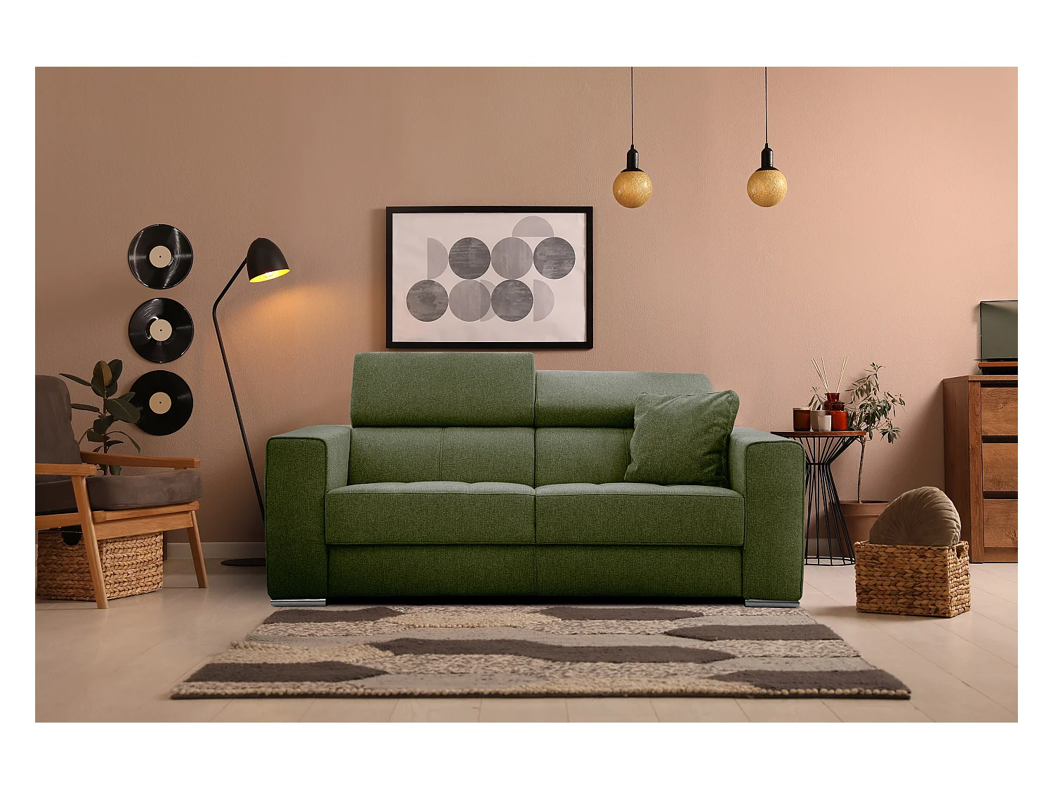 QUARTZ Sofa 3-Sitzer, olive