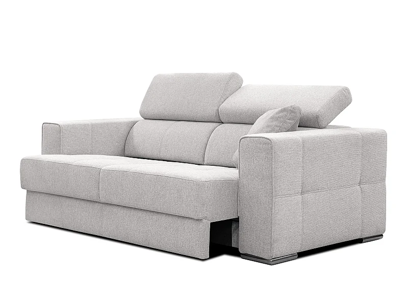 QUARTZ Sofa 3-Sitzer mit Ausziehsitz und verstellbare Kopfstützen, creme