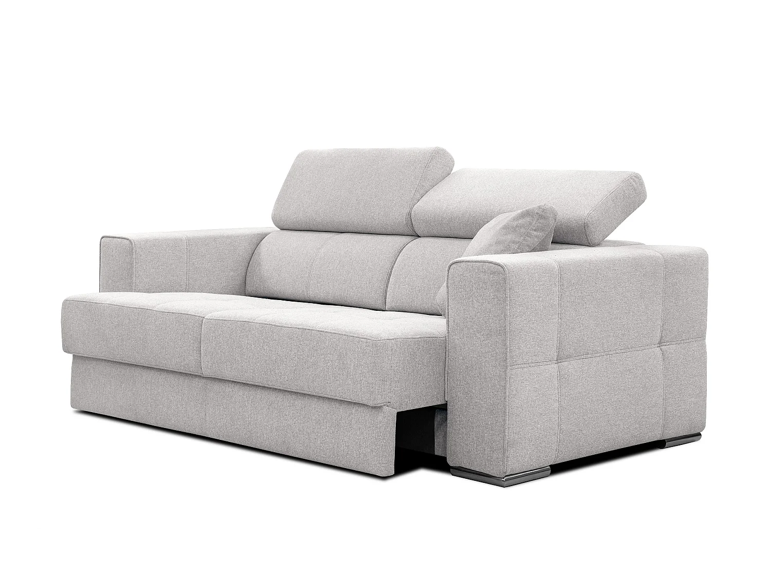 Canapé 3 places avec siège extensible et appuis-tête réglables, tissu crème - QUARTZ