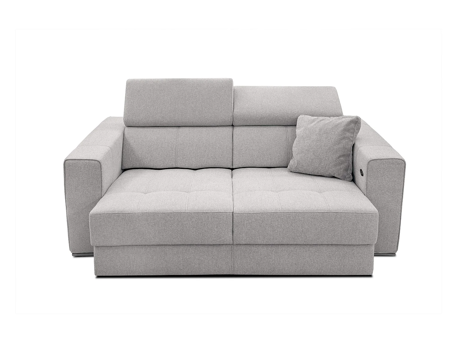 Canapé 3 places avec siège extensible et appuis-tête réglables, tissu crème - QUARTZ