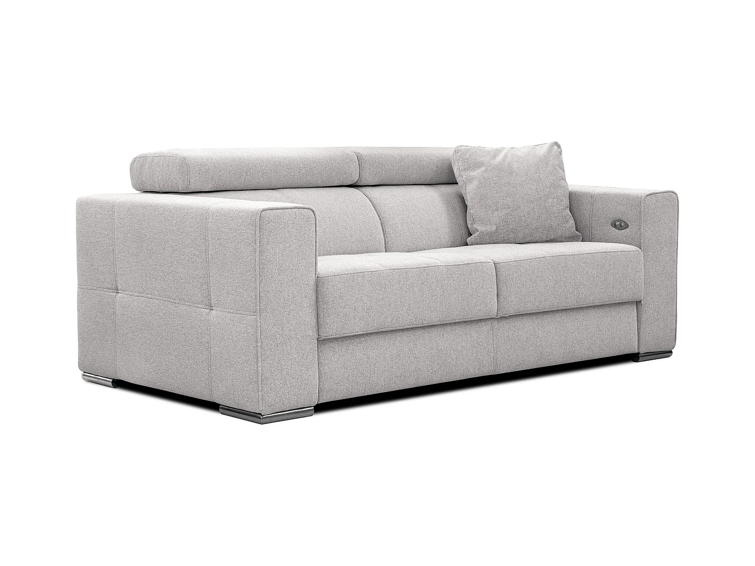 Canapé 3 places avec siège extensible et appuis-tête réglables, tissu crème - QUARTZ