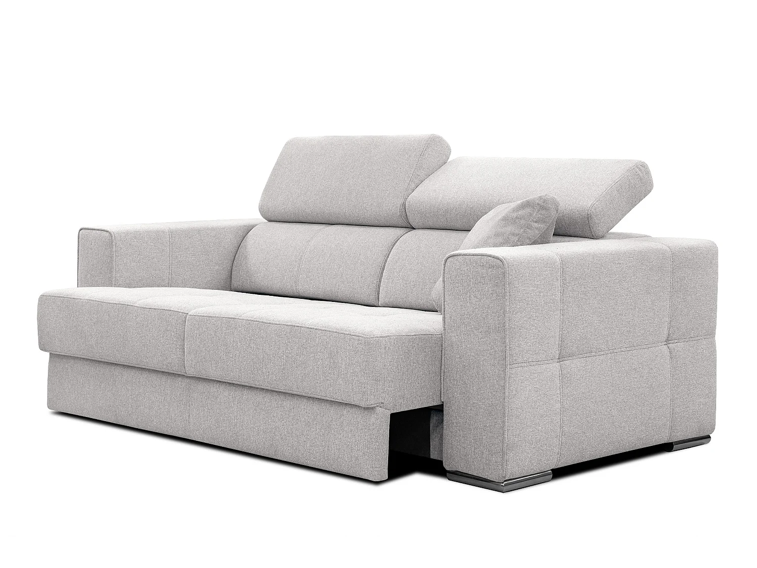 Canapé 3 places avec siège extensible et appuis-tête réglables, tissu crème - QUARTZ