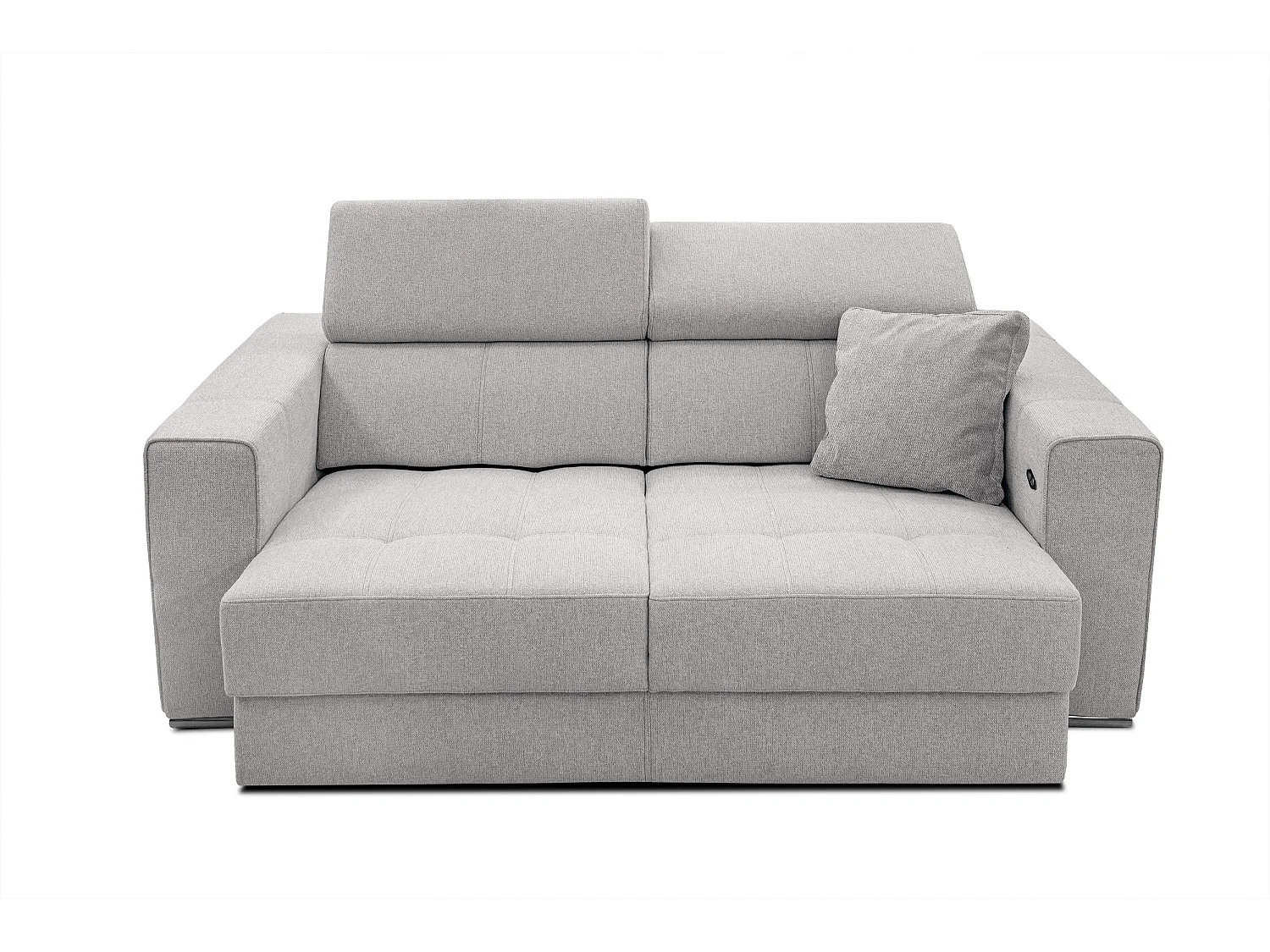 Canapé 3 places avec siège extensible et appuis-tête réglables, tissu crème - QUARTZ