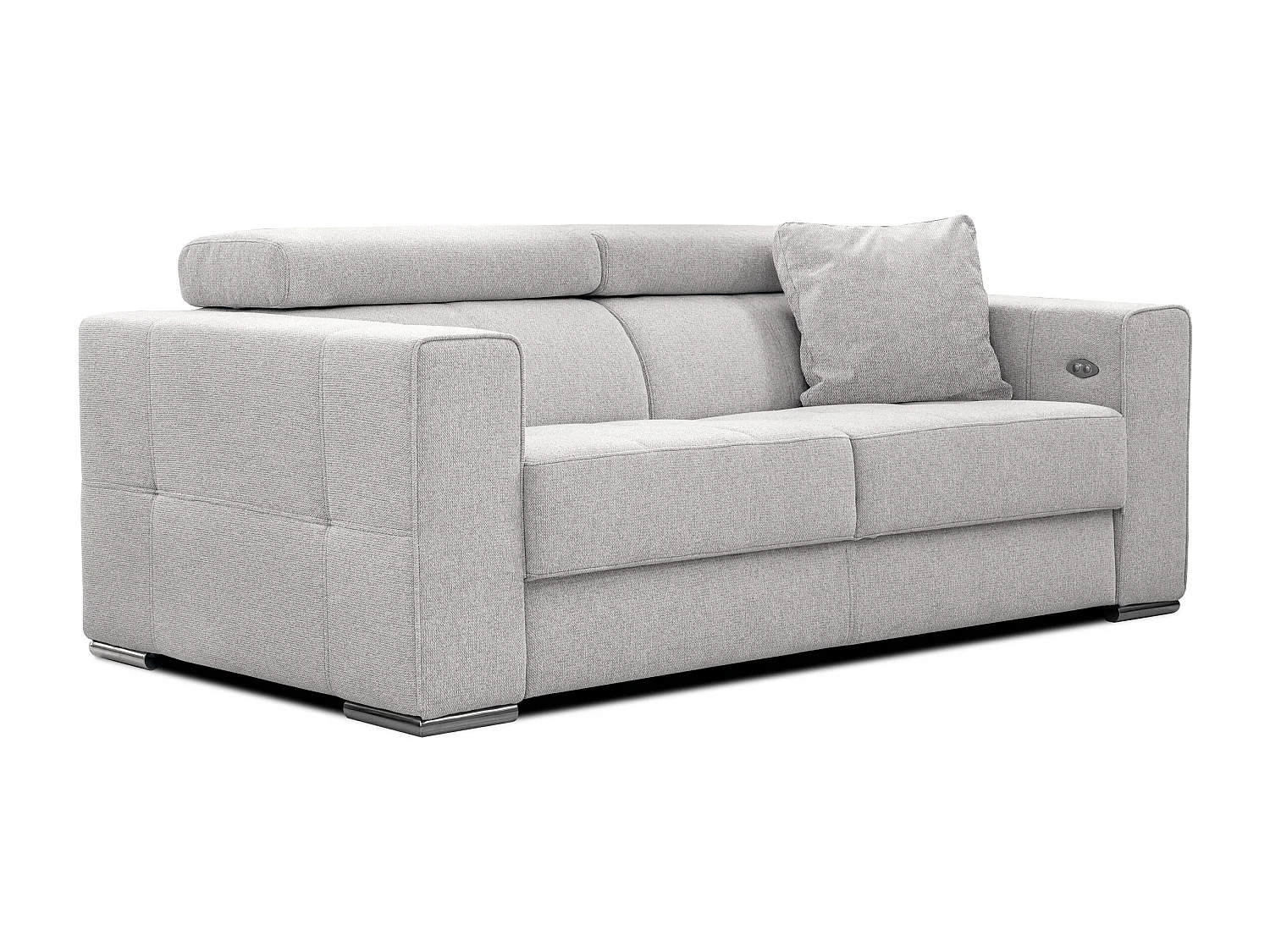 Canapé 3 places avec siège extensible et appuis-tête réglables, tissu crème - QUARTZ