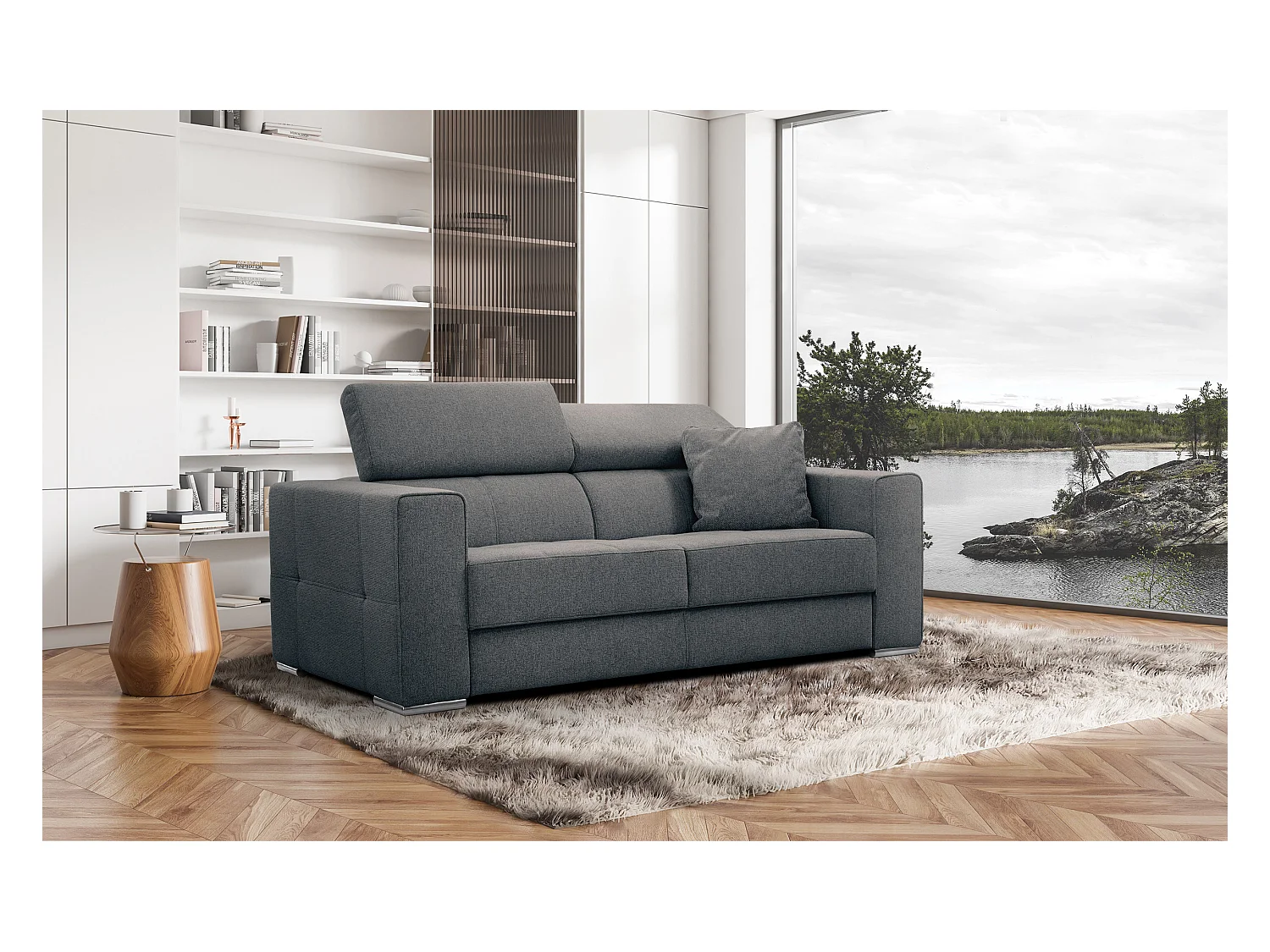 QUARTZ Sofa 3-Sitzer, dunkelgrau