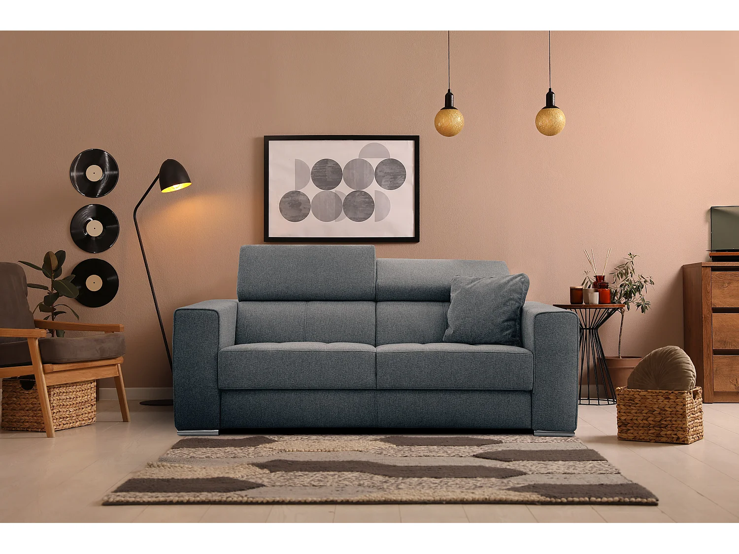 QUARTZ Sofa 3-Sitzer, dunkelgrau