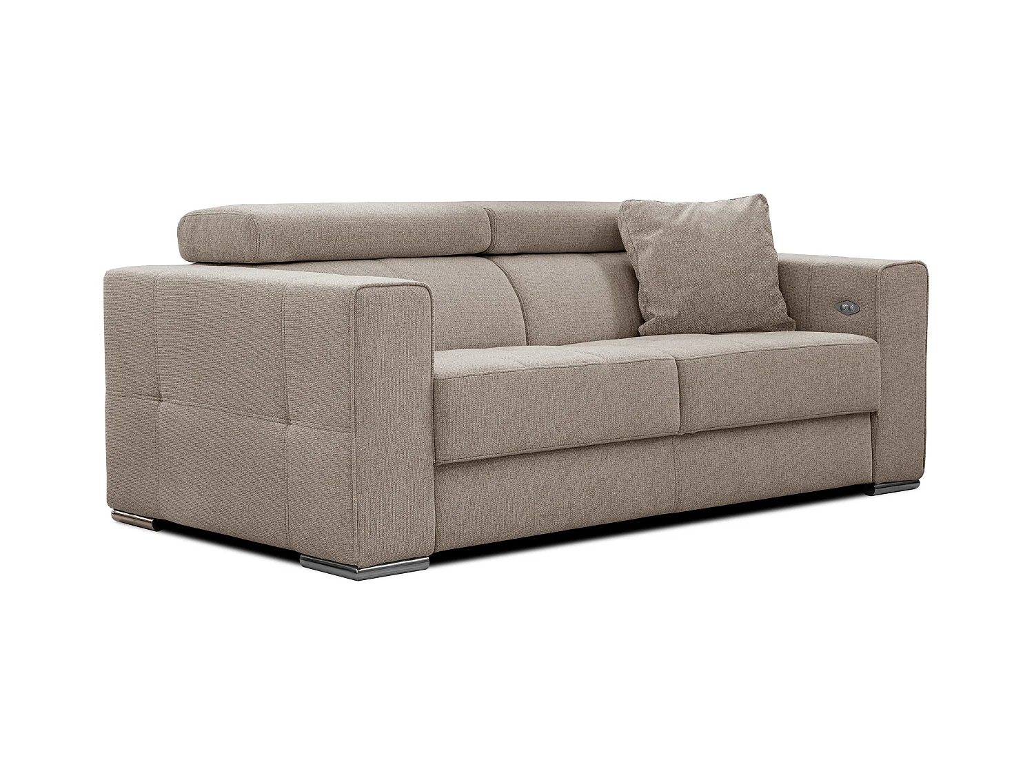 QUARTZ Sofa 3-Sitzer mit Ausziehsitz und verstellbare Kopfstützen, taupe