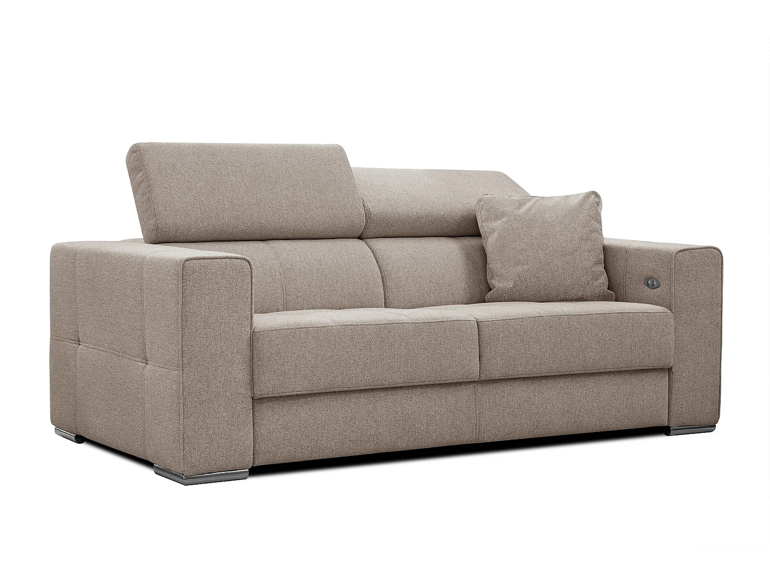 QUARTZ Sofa 3-Sitzer mit Ausziehsitz und verstellbare Kopfstützen, taupe
