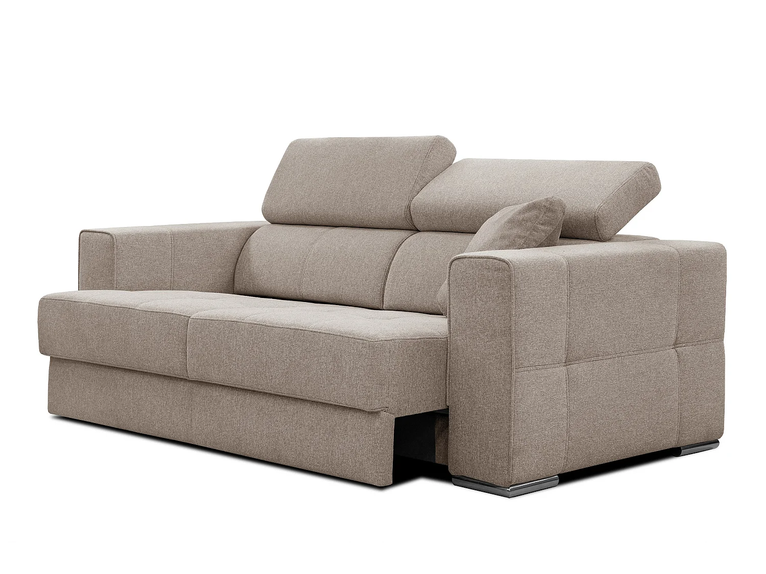 QUARTZ Sofa 3-Sitzer mit Ausziehsitz und verstellbare Kopfstützen, taupe