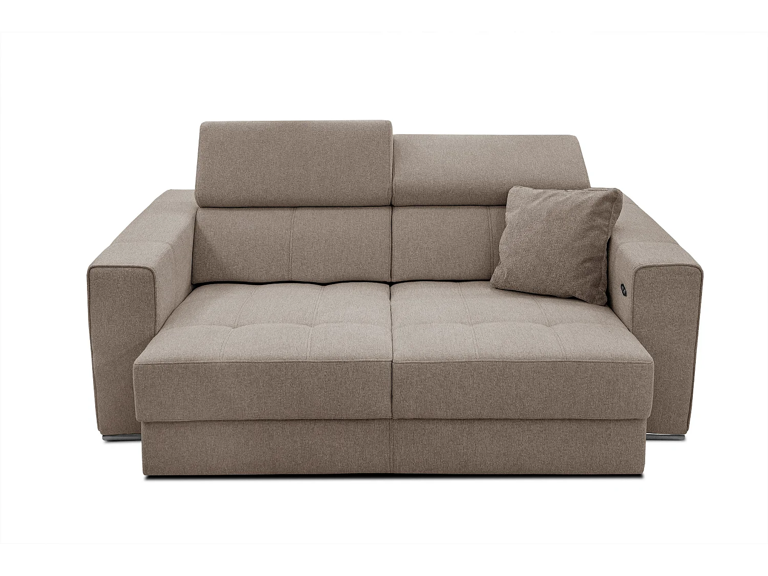 QUARTZ Sofa 3-Sitzer mit Ausziehsitz und verstellbare Kopfstützen, taupe