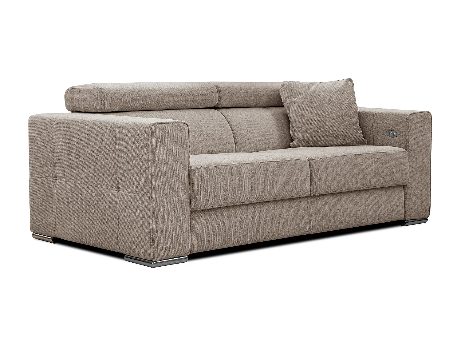 QUARTZ Sofa 3-Sitzer mit Ausziehsitz und verstellbare Kopfstützen, taupe